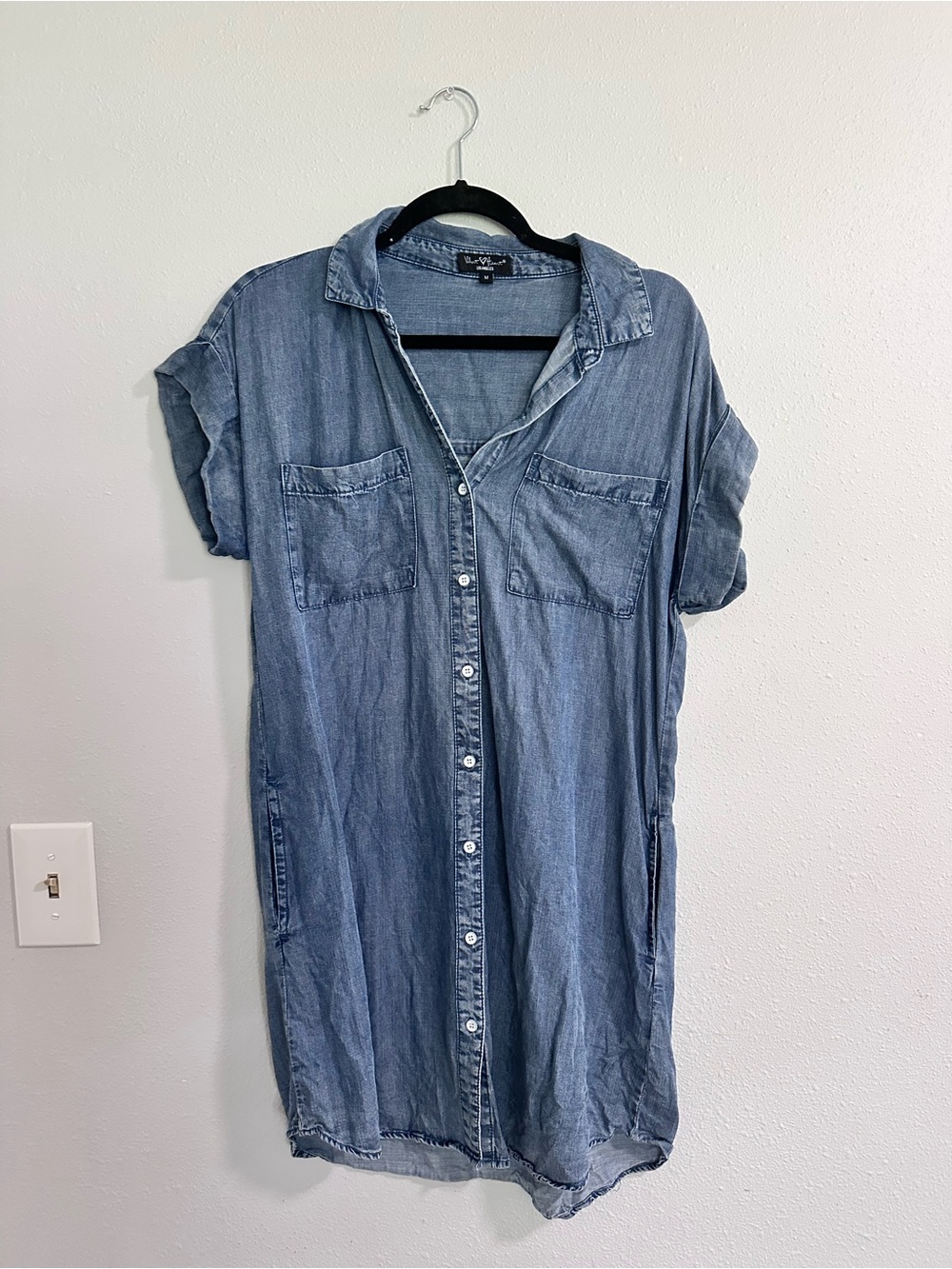 Velvet Heart Light Blue Denim Button-Front Mini Dress
